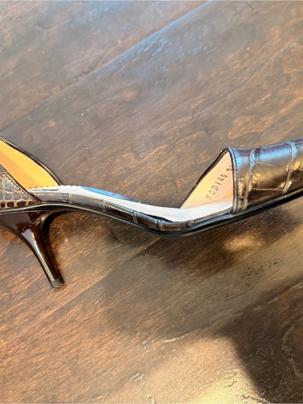 Giorgio Armani Shoes Women's Pointed D'orsay Pump In Dark Brown Croc
